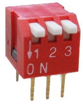 DIP Switch Piano x3 Czerwony l=50szt