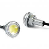 Żarówka LED 12V 1W 23mm biała z soczewką, srebrna obudowa